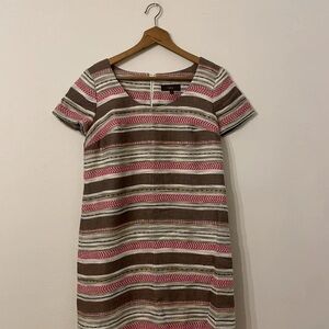 Elegant Striped Mini Dress in Pink and Brown